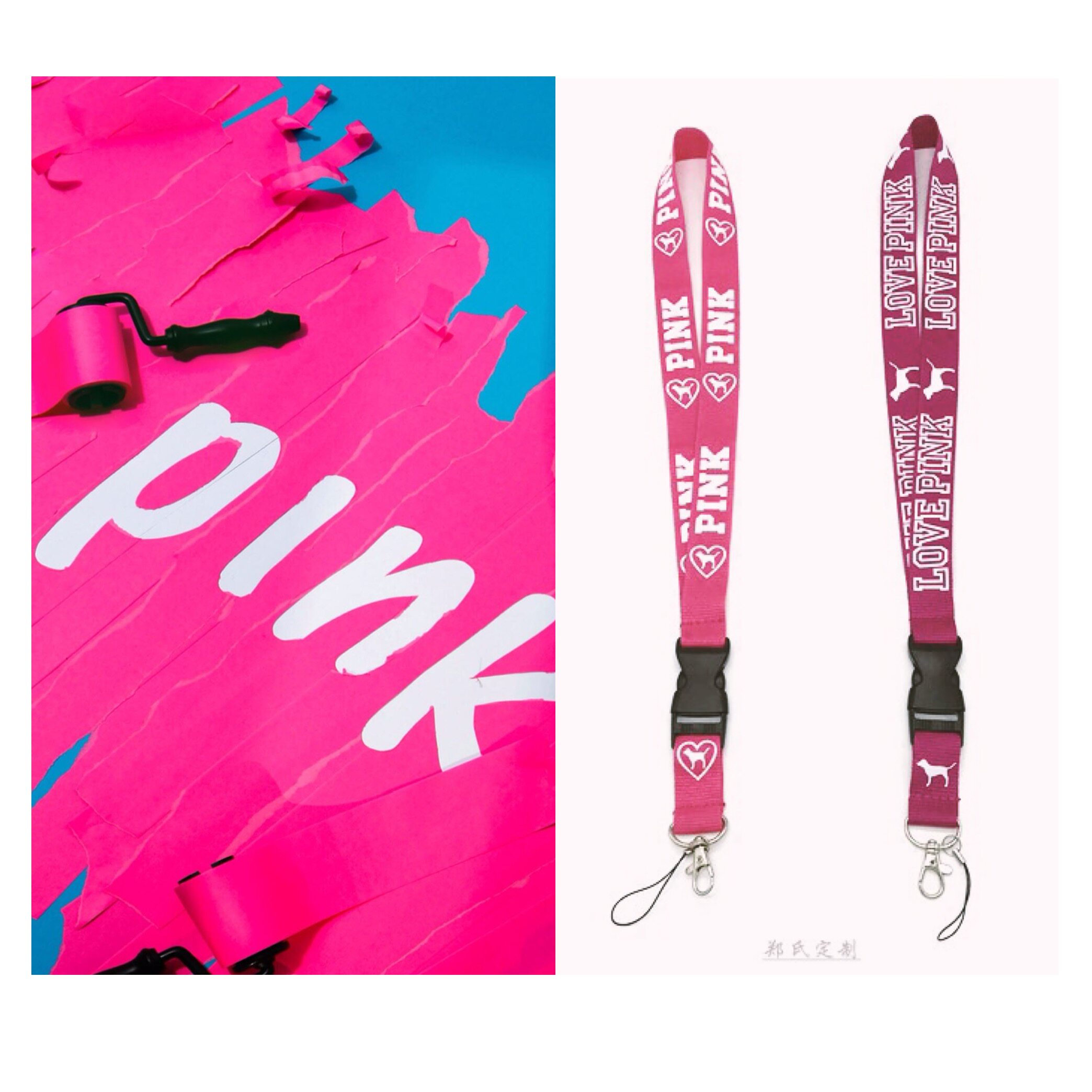 Cola Tide Play Custom Personality Tide Card PINK Pink Control Themed Hanging Rope Mobile Phone Hanging Rope Workcard Student Certificate Pendant