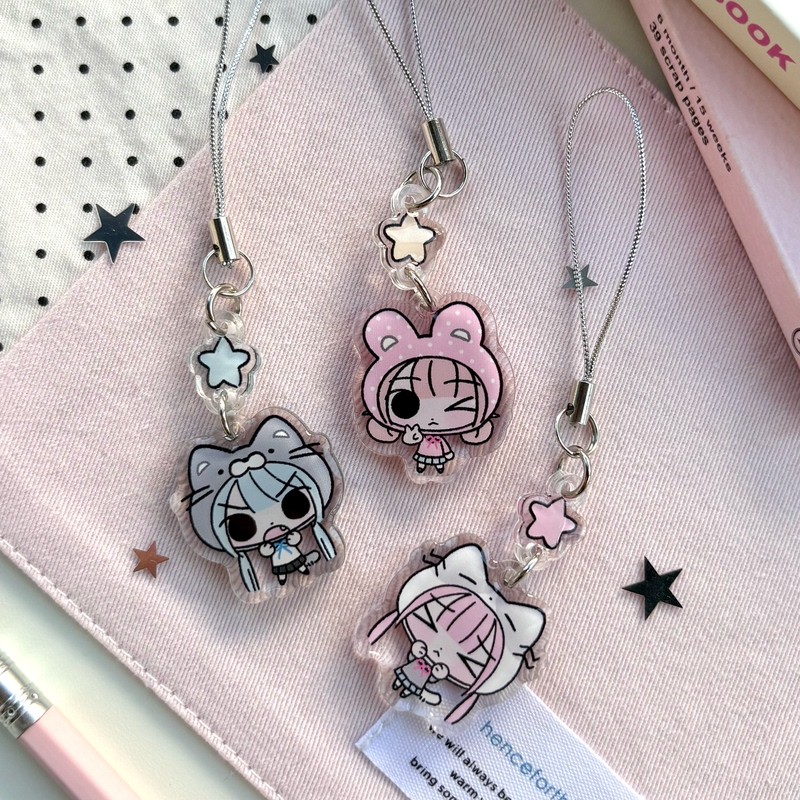 Melo Original Keychain | Mini Qiuqiu People Resin Keychain Pendant Phone Lanyard Decoration