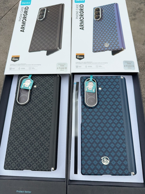[Quilted Pattern] Benks Kevlar C1 Case for Samsung Z Fold 8, Ultra Center Axis Magnetic Shockproof Protective Cover, Galaxy New Fold 8 Full Coverage High Front Frame Set, Carbon Fiber