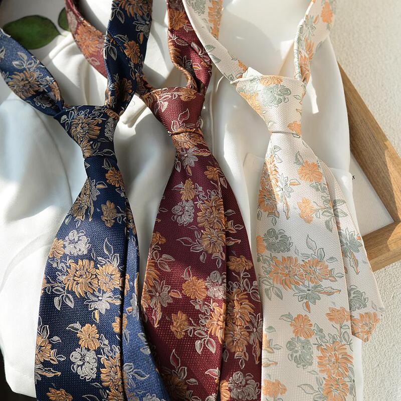 Patterned Tie for Women, Vintage Casual High-End Shirt Uniform Accessory, Men's Artistic British Style, Young Embroidered Floral Trend Patterned Tie for Women, Vintage Casual High-End Shirt Uniform Accessory, Men's Artistic British Style, Young Embroidered Floral Trend