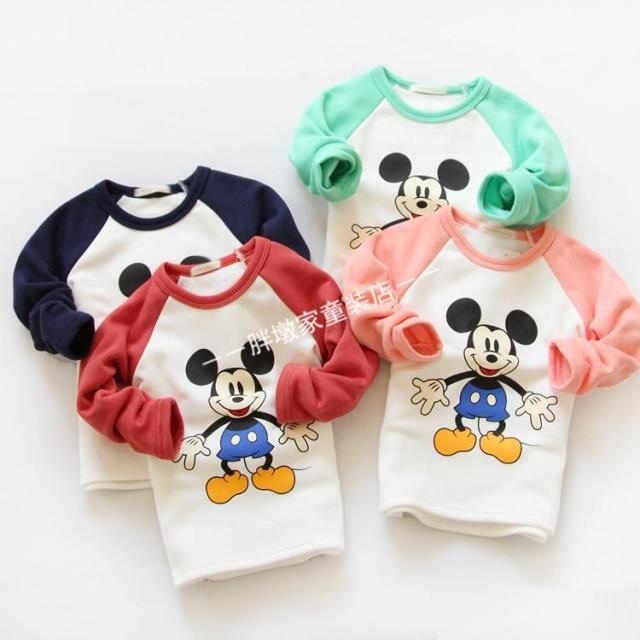 Children thickened cotton T autumn and winter new boy and girl collar sleeve T tide for baby plus long sleeve cotton