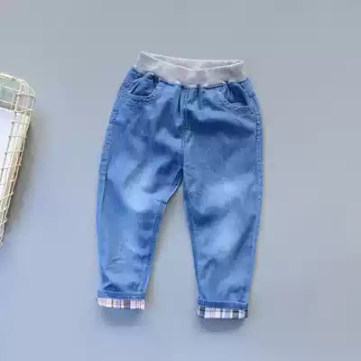 Children's loose washed jeans Korean version of autumn men's and women's children's pants thin trousers cotton loose casual pants soft