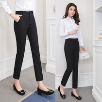 Spring and summer black thin work business pipe pants loose commuter pants straight tube nine-point suit pants womens pants Korean version