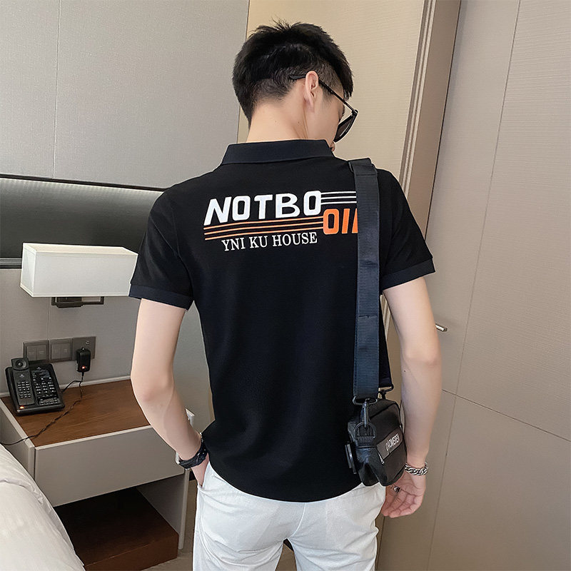 社会小伙男士修身翻领polo衫夏季潮流短袖t恤控68
