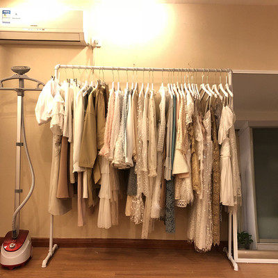 Single rod drying frame on the floor and outdoor balcony cool steel tube household with simple landing single rod hanging clothes