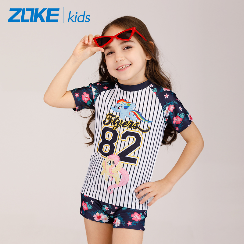 Zoke Children's Swimsuit Girl Spring Dry Swimsuit Training Swimsuit in the corner of the Large Child Girl Swimsuit