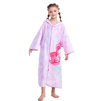 Chauke bathrobe childrens water-absorbent quick-drying cardigan hooded youth swimming training big children summer girls bath towel
