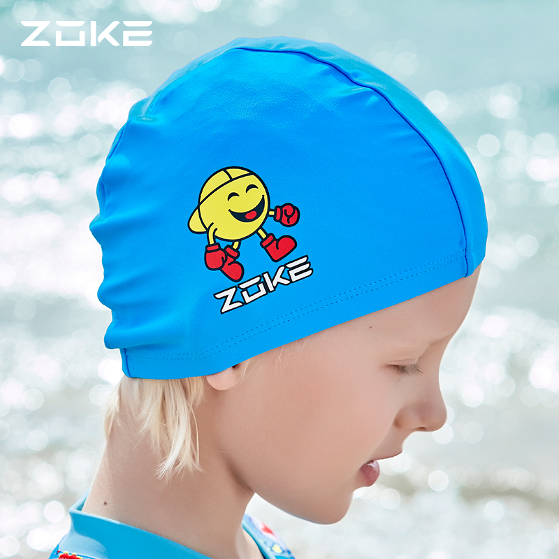 Chauk kids swimming cap boy swim cap knit comfortable ear protector cute cartoon naughty egg co-branded cloth swim cap