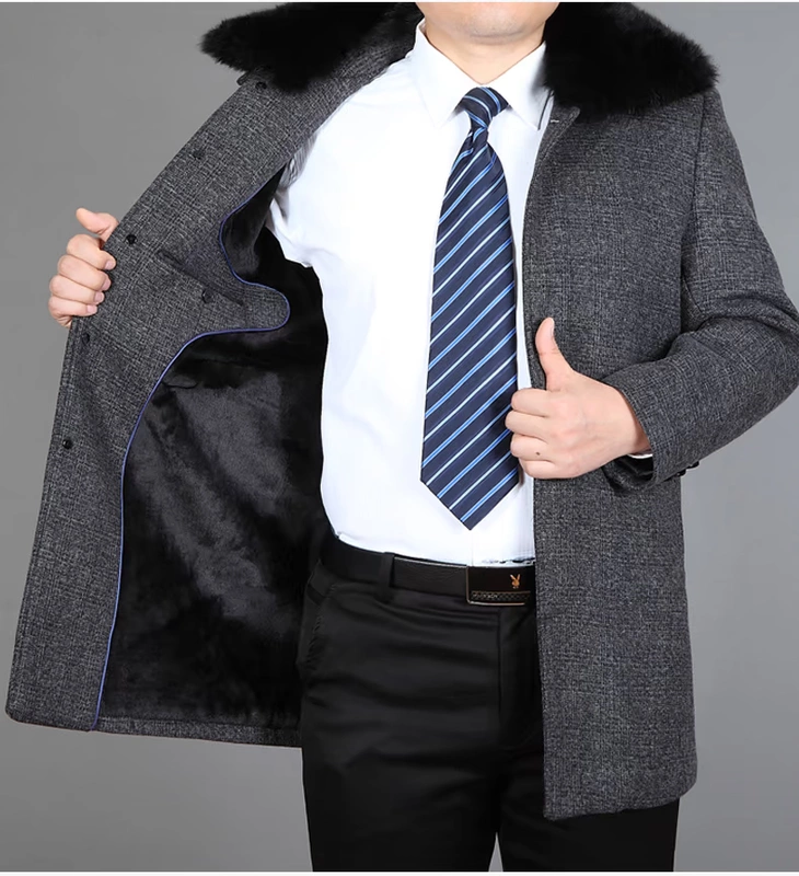 Áo khoác nam trung niên mùa đông Áo khoác nhung và áo khoác nhung rộng cỡ lớn áo len cho bố áo khoác jean