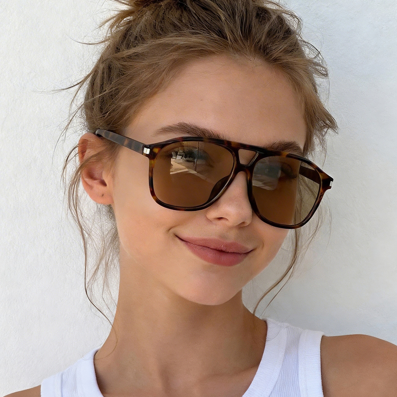 High-End Leopard Print Brown Sunglasses for Women, French Retro Aviator-Style Sunglasses for Men, Large Frame Sun Protection and Uv Protection