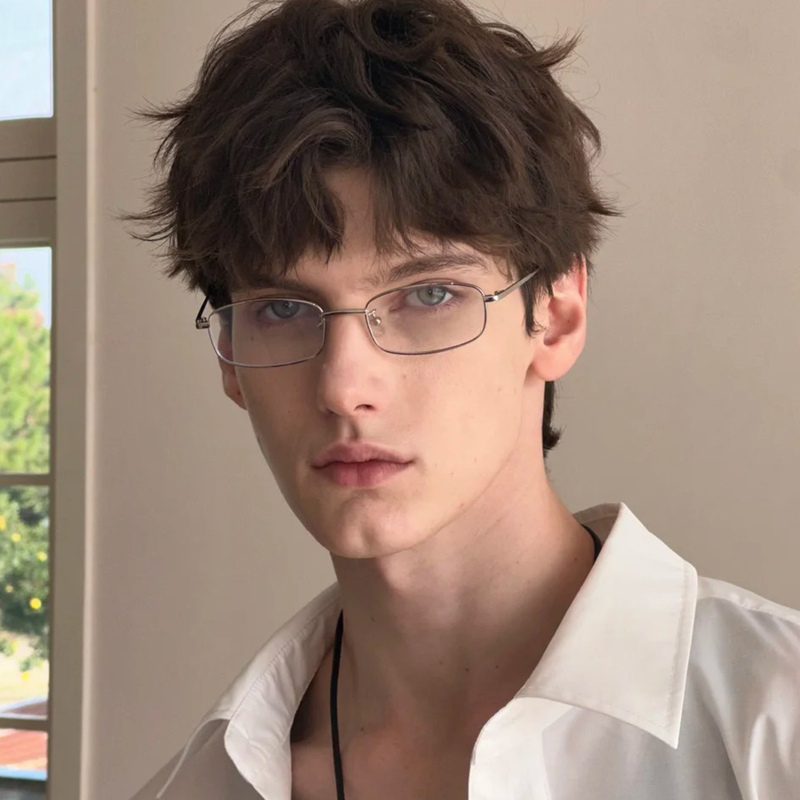 Men's Gold Wire-Rimmed Glasses, Stylish and Cool, Narrow Silver Frames, Suitable for Prescription Lenses, Cool and Handsome Thin-Rimmed Eyeglass Frames