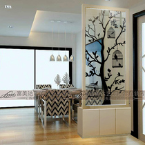 Modern simple fashion art glass screen partition frosted translucent living room shoe cabinet entrance background wall Magpie