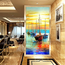 European art glass tempering screen decoration partition entrance TV background wall Living room craft custom mural