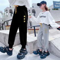 Spring and Autumn Girls Sweatpants 2021 New Childrens Sweatpants Long Pants Loose Middle And Big Boy Harlan Casual Pants Foreign