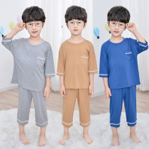Childrens pajamas Modal summer thin style boys short sleeves set air conditioning suits in the big boy boys summer home wear