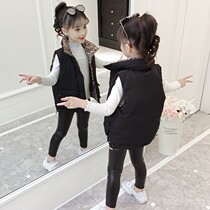 Girls down cotton vest outside wear autumn winter children winter thick shoulder horse clip in the big boy foreign air vest jacket