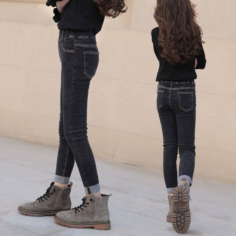 Girls tight jeans small foot nine - point elasticity thin 2022 spring and autumn new children's black pencil pants