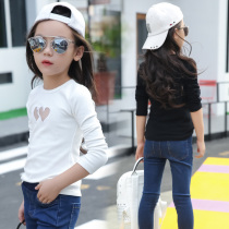 Girl T-shirt long sleeve spring and autumn thin Korean version of slim child child Tong round neck black and white Joker cotton base shirt
