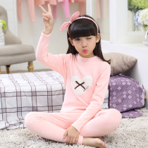 6-7-8-9-10-11-12-13-year-old girl girl winter childrens clothing plus velvet thick thermal underwear set