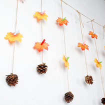 Kindergarten ornaments Mori pastoral wind ring creation material theme wall decoration diy pine cone leaf Air pendant