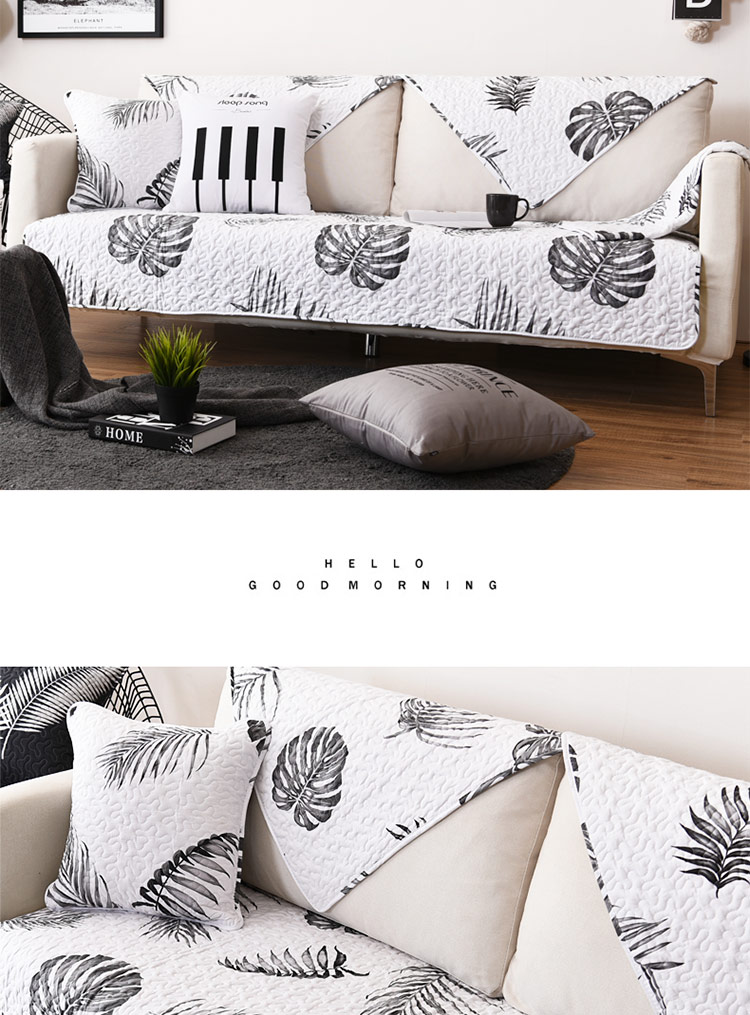 Sofa đệm bốn mùa phổ biến hiện đại đơn giản chống trượt vải bông đệm Phòng khách Bắc Âu bao gồm tất cả bao gồm sofa bìa khăn - Ghế đệm / đệm Sofa thảm trải ghế gỗ mùa hè