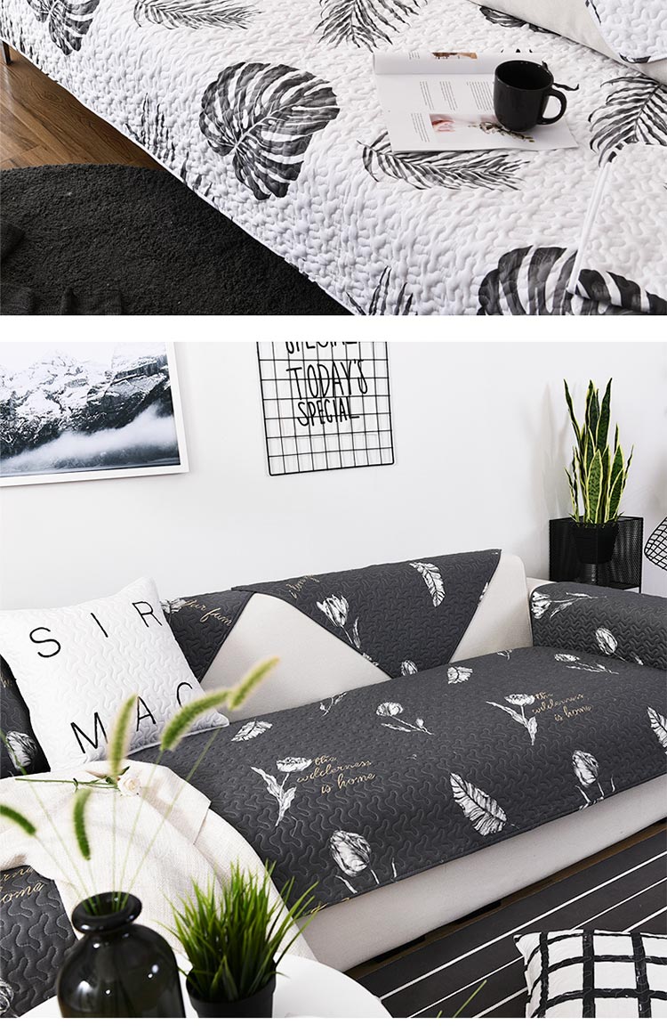Sofa đệm bốn mùa phổ biến hiện đại đơn giản chống trượt vải bông đệm Phòng khách Bắc Âu bao gồm tất cả bao gồm sofa bìa khăn - Ghế đệm / đệm Sofa thảm trải ghế gỗ mùa hè
