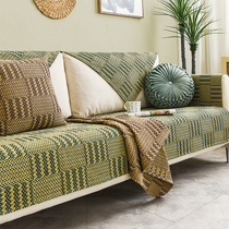 Nordic minimalist linen sofa cushion cotton linen all season universal non-slip cushion subcover with summer old coarse cloth art cover cloth