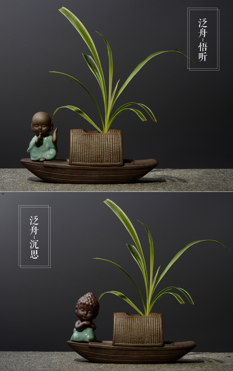 Hoa trang trí nhà trang trí bàn trà hoa màu xanh lá cây chèn nhỏ nhà sư bình gốm thủy canh container hoa chậu - Vase / Bồn hoa & Kệ mẫu chậu cây cảnh đẹp
