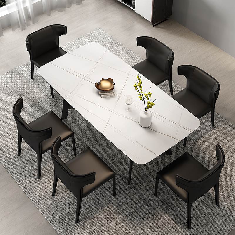 Italian-style slate dining table and chair combination simple modern light luxury small household rectangular Nordic marble table