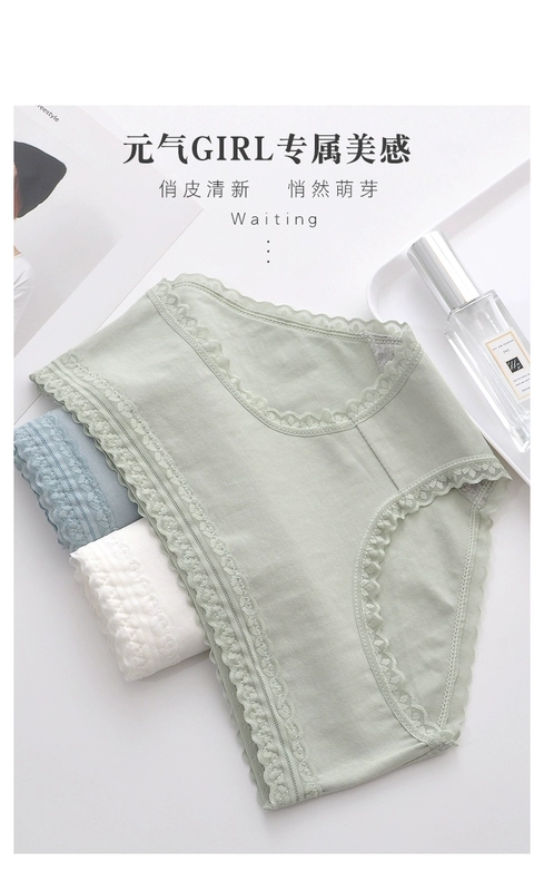 Little Bà Quần lót Cotton Nữ Mid-eo Bông kháng khuẩn Kích thước lớn Ren mỏng Phần liền mạch Tóm tắt thoáng khí - Nam giới