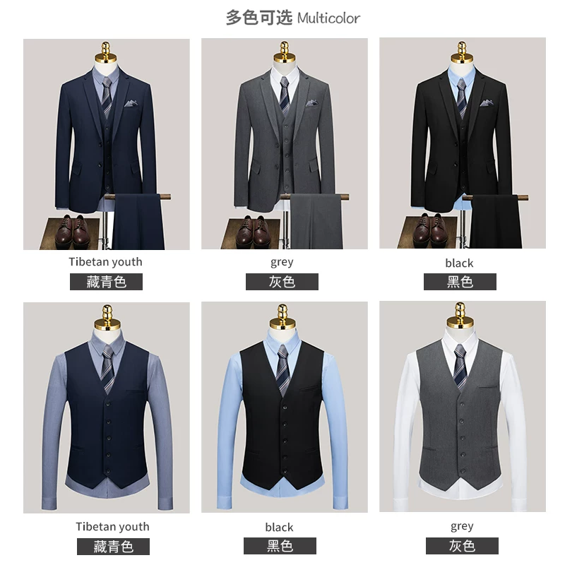 Set, classic suit jacket, dress, 3 piece set