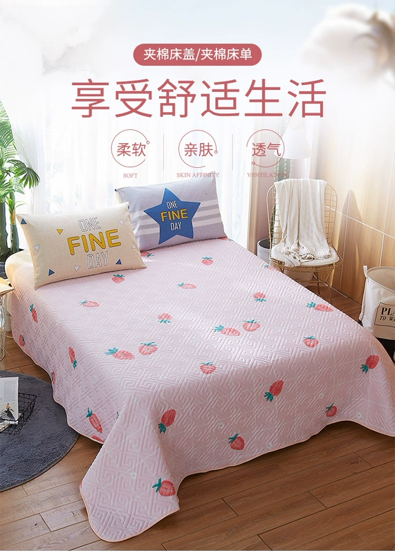 Cotton chần bông lợn con Bông vải bông dày cộng với chăn bông phủ giường đơn mảnh bông cô gái công chúa dễ thương