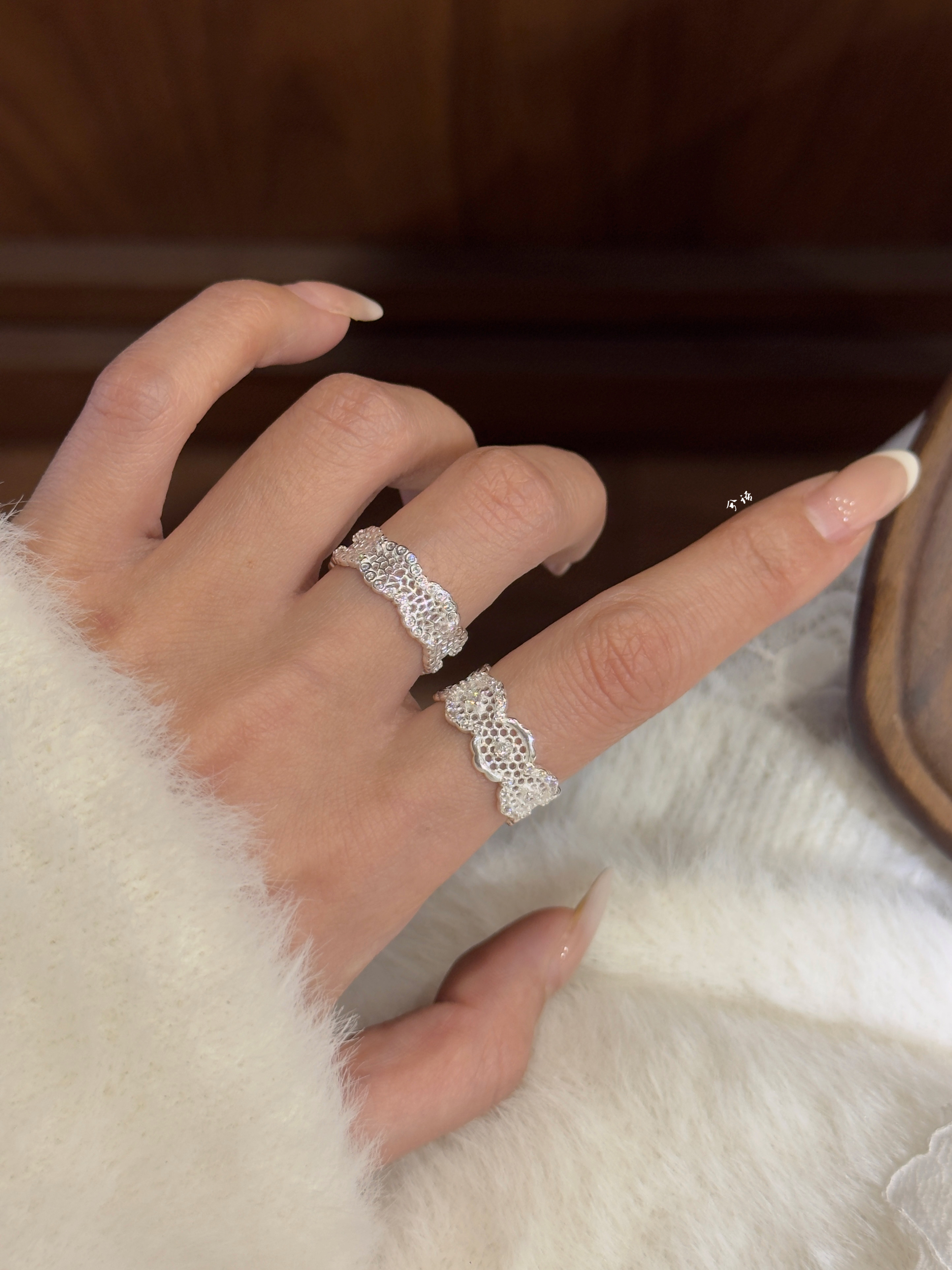 Xiyu Zhiying Lace Pure Silver 99 Sterling Silver Ring New Chinese Style Niche Cool Temperament Versatile Silver Jewelry