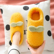 Winter couple cotton slippers womens bag with mens indoor non-slip fashion outside wear Korean version of warm moon shoes with velvet thick bottom