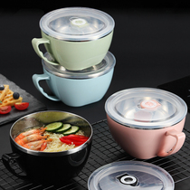 304 stainless steel instant noodle bowl with lid creative Japanese lunch box Bowl single student dormitory large Bowl chopsticks set