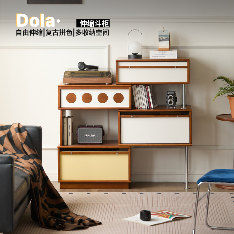 Second-Hand Solid Wood Chest of Drawers, Living Room Storage Side Cabinet, Retractable Display Cabinet, Wall-Mounted Bookcase, Desk, Storage Vanity Table