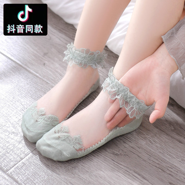 ເດັກຍິງ lace socks summer ບາງ lace princess socks Douyin ອິນເຕີເນັດສະເຫຼີມສະຫຼອງຂອງເດັກນ້ອຍ socks crystal ຖົງຕີນຝ້າຍບໍລິສຸດ