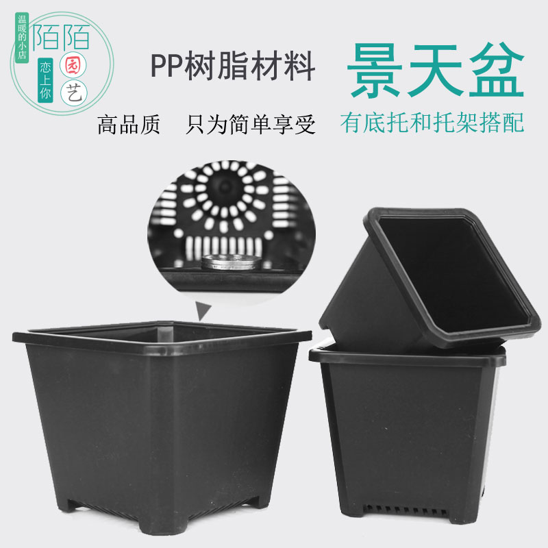 Plastic thickened multi-meat flower pot resin sedum scully swarm-basin combined basin small black and white square basin full