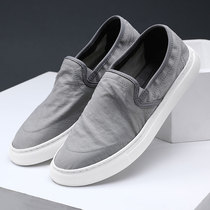 Mens shoes Spring and summer breathable canvas shoes Doudou mens shoes Mens fashion shoes Korean version of mens casual one-pedal lazy cloth shoes