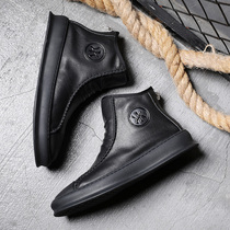 Martin boots mens British style leather mid-help boots high-top mens casual leather boots Korean version of wild spring and summer mens shoes