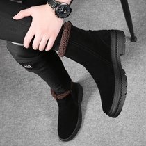 Snow boots mens shoes Winter fashion shoes High-top Martin boots Mens bread shoes plus velvet warm cotton shoes Mens leather mens boots