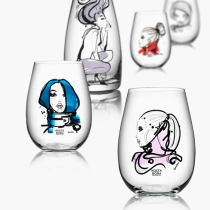  Sweden kosta boda graffiti painting glass two packs creative character painting pattern handmade glass