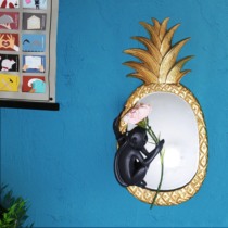 May a self-supporting exquisite golden and elegant creative monkey climbing pineapple mirror literary wall decoration wall mirror makeup mirror