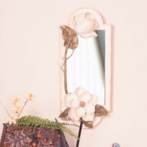 May a self-operated relief magnolia wall mirror living room bedroom retro Wall wall hanging American decorative mirror makeup mirror rest building