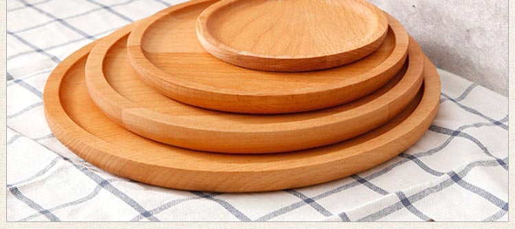 Elm Nhật Bản theo phong cách Nhật Bản đĩa bánh mì tấm trẻ em ăn nhẹ tấm trái cây bằng gỗ tấm gỗ không sơn - Tấm khay đựng trà bằng gỗ