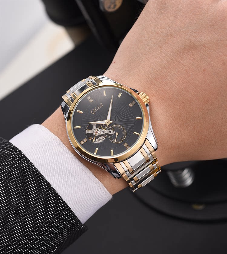 Qilo 2020 new watch men's fully automatic mechanical watch hollowed tourbillon steel belt student watch