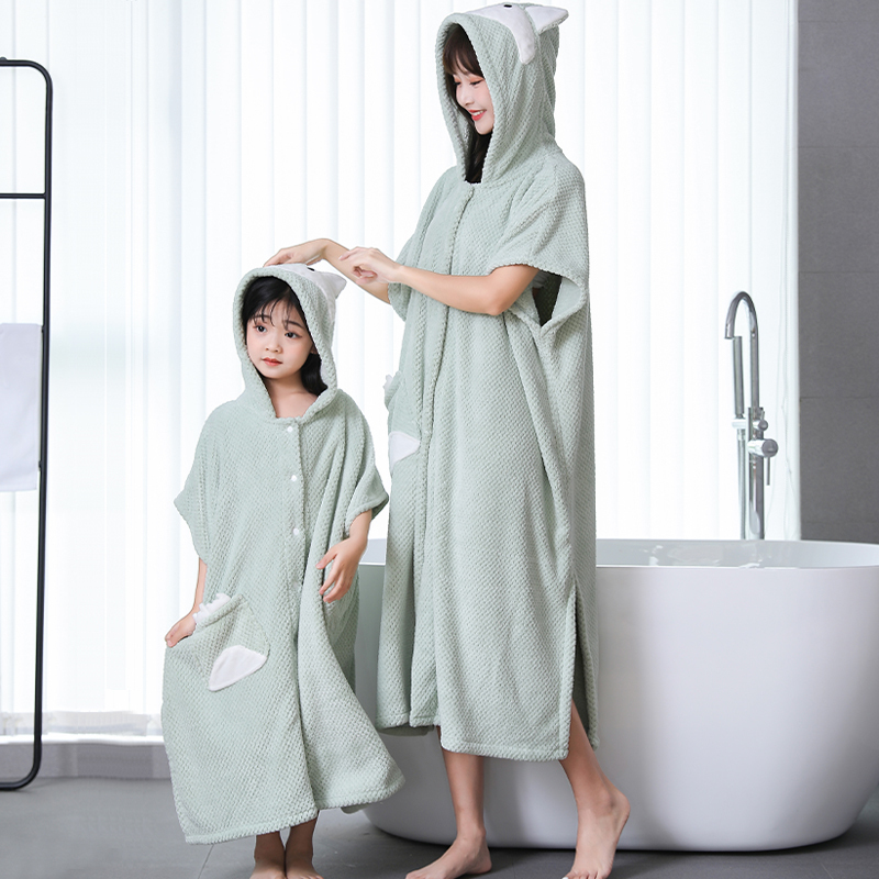 Wearable Bath Towel Cape, Adult Large Size, Extra Long, Household Use, Women's and Children's Bathrobe, More Absorbent Than Pure Cotton, Parent-Child Bathrobe Dress Wearable Bath Towel Cape, Adult Large Size, Extra Long, Household Use, Women's and Children's Bathrobe, More Absorbent Than Pure Cotton, Parent-Child Bathrobe Dress