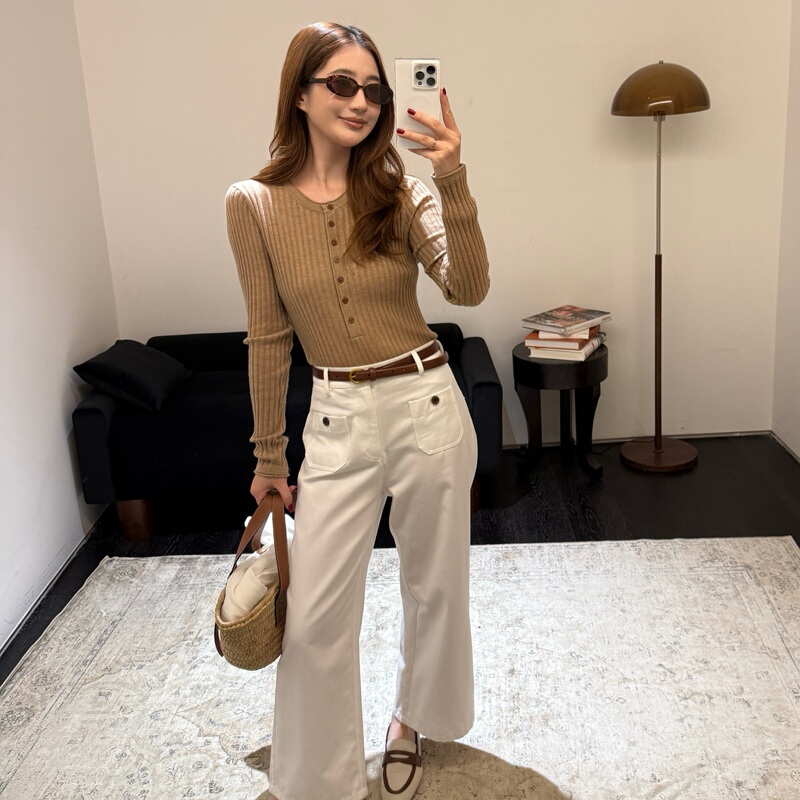 Onivintage Early Autumn New Wool Embroidered Slim Fit Knit Top Sweater Ow2268N7216