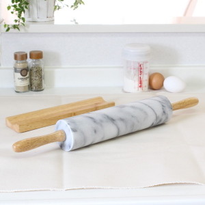 Japan imported pearl life marble rolling pin with base