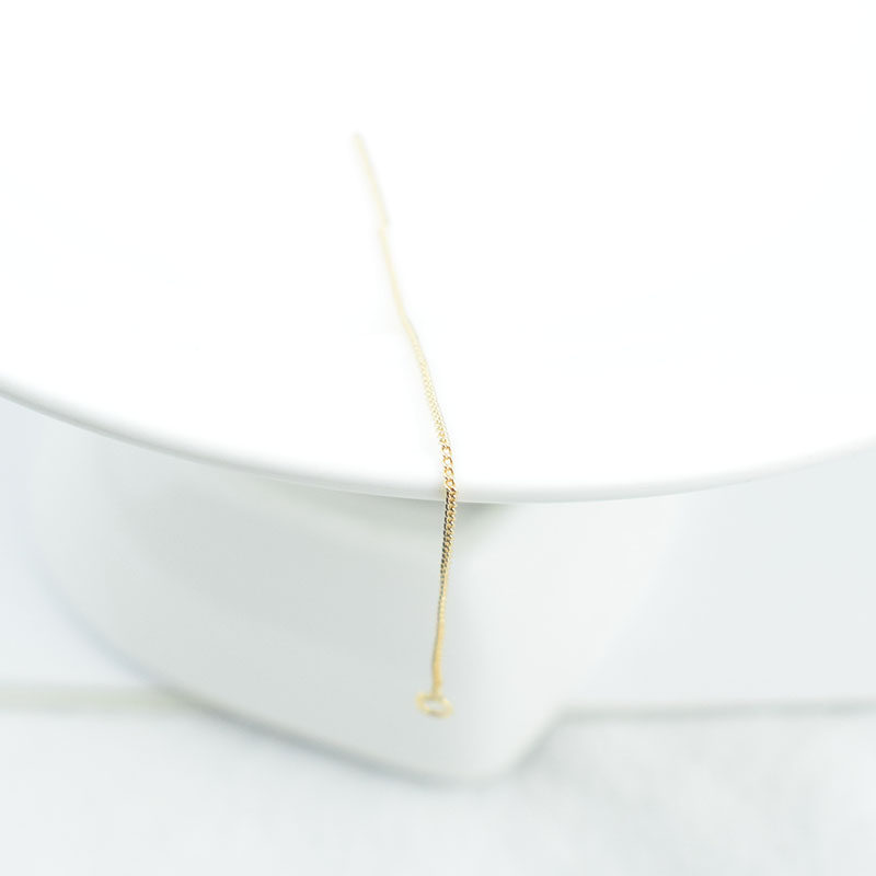 925钢印耳针铜镀真金保色盒子链耳线 18K耳环链 烧焊扁链耳饰配件详情12